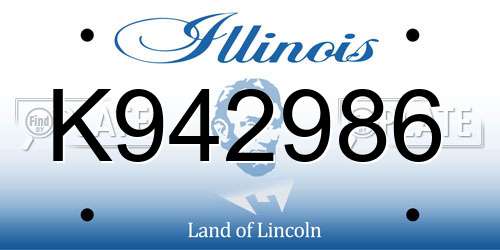 K942986 Illinois License Plate