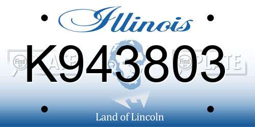 K943803 Illinois License Plate