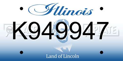K949947 Illinois License Plate