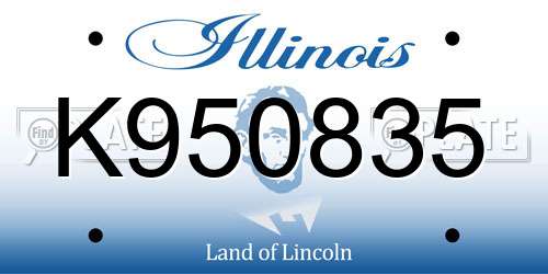 K950835 Illinois License Plate