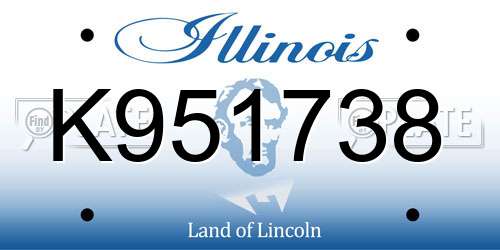 K951738 Illinois License Plate