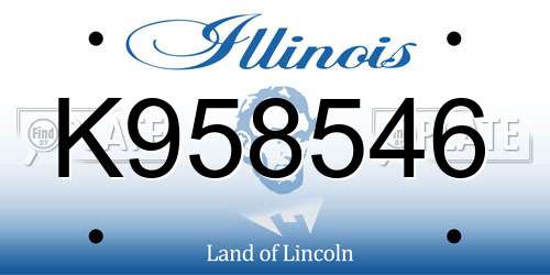 K958546 Illinois License Plate