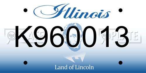 K960013 Illinois License Plate