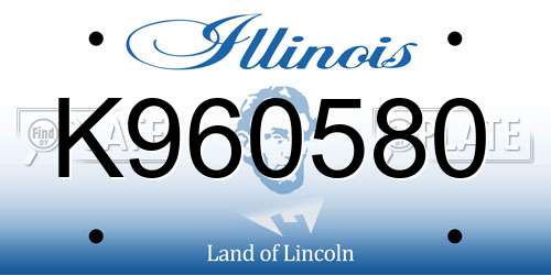 K960580 Illinois License Plate