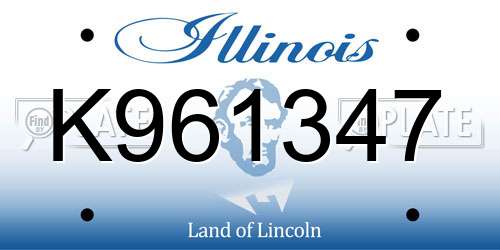 K961347 Illinois License Plate