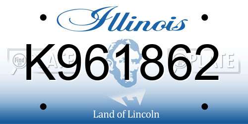 K961862 Illinois License Plate