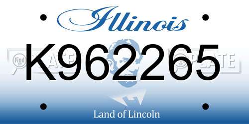 K962265 Illinois License Plate
