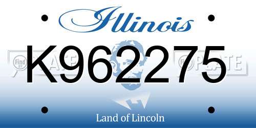 K962275 Illinois License Plate