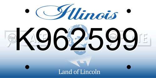 K962599 Illinois License Plate