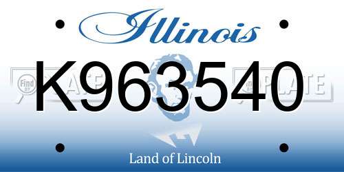 K963540 Illinois License Plate
