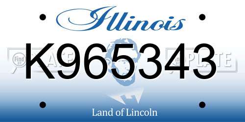 K965343 Illinois License Plate