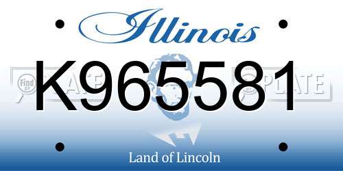 K965581 Illinois License Plate