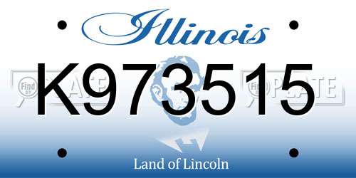 K973515 Illinois License Plate