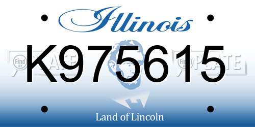 K975615 Illinois License Plate
