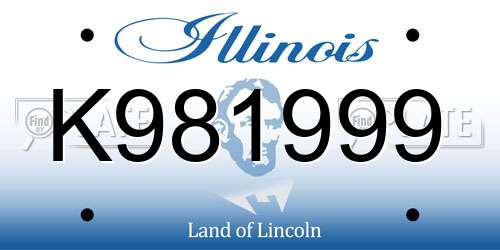 K981999 Illinois License Plate