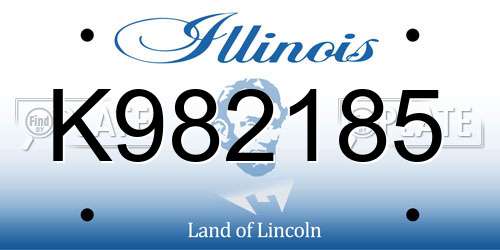 K982185 Illinois License Plate