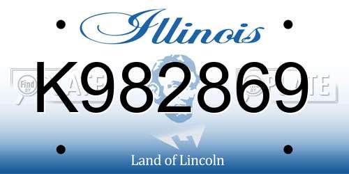K982869 Illinois License Plate