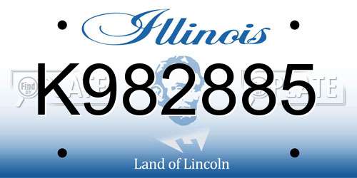 K982885 Illinois License Plate