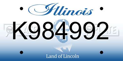 K984992 Illinois License Plate