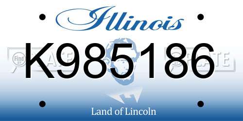 K985186 Illinois License Plate