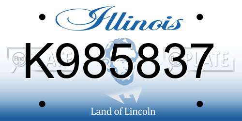 K985837 Illinois License Plate