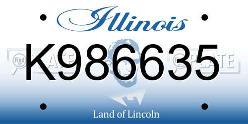 K986635 Illinois License Plate