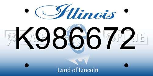 K986672 Illinois License Plate