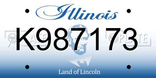 K987173 Illinois License Plate