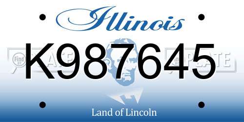 K987645 Illinois License Plate