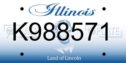 K988571 Illinois License Plate