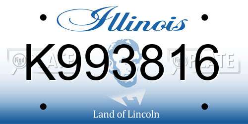 K993816 Illinois License Plate