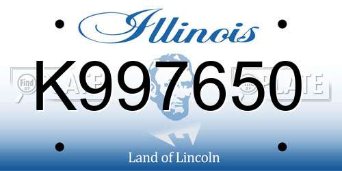 K997650 Illinois License Plate