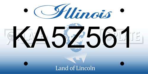 KA5Z561 Illinois License Plate