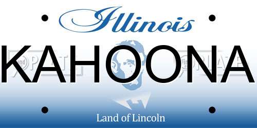 KAHOONA Illinois License Plate