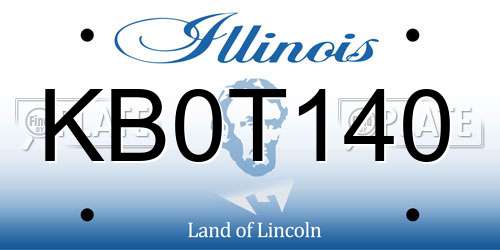 KB0T140 Illinois License Plate