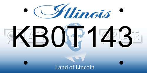 KB0T143 Illinois License Plate