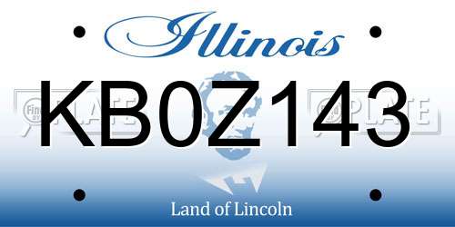 KB0Z143 Illinois License Plate