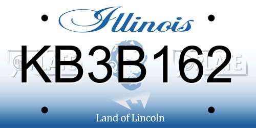 KB3B162 Illinois License Plate