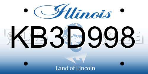 KB3D998 Illinois License Plate