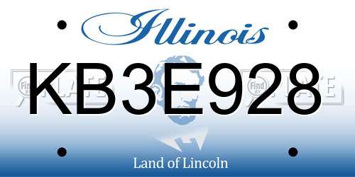 KB3E928 Illinois License Plate
