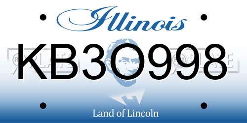 KB3O998 Illinois License Plate