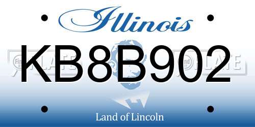KB8B902 Illinois License Plate