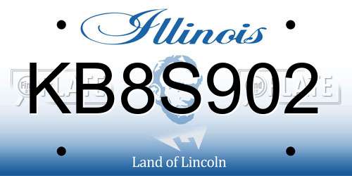KB8S902 Illinois License Plate
