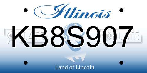 KB8S907 Illinois License Plate