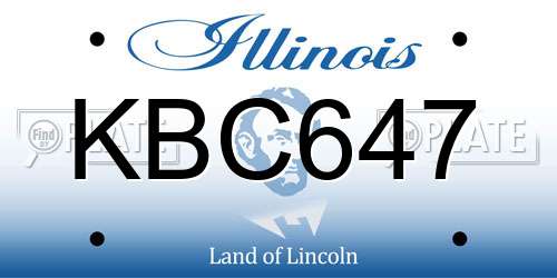 KBC647 Illinois License Plate