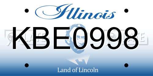 KBE0998 Illinois License Plate