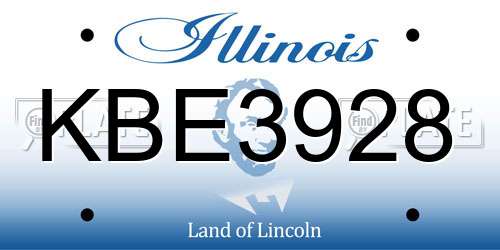 KBE3928 Illinois License Plate