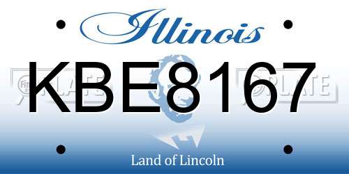 KBE8167 Illinois License Plate