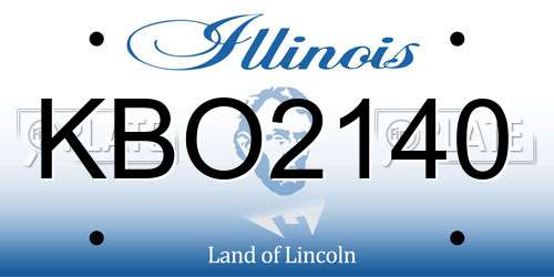 KBO2140 Illinois License Plate