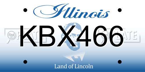 KBX466 Illinois License Plate